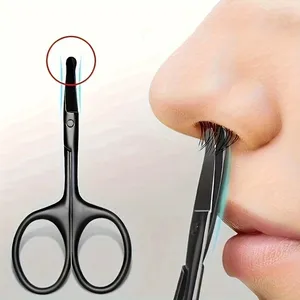 Tijeras de Acero Inoxidable para Vello de Nariz, Cejas y Cutículas, Punta Redondeada, Hoja Recta Ergonómica, Herramienta de Cuidado de Belleza - Product Image 1