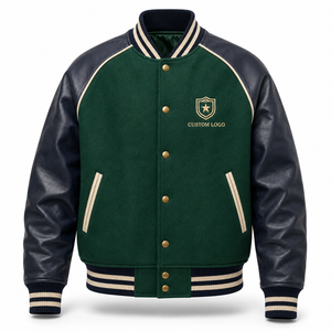 Wholesale Letterman Varsity <b>Jacket</b> Wool Body Cowhide <b>Leather</b> Sleeves Custom Logo Winter Baseball <b>Jacket</b> Supplier - Product Image 4