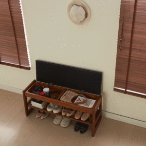 Sgabello Portascarpe in Legno Durevole da 40 Pollici con Cuscinetti in PU, Scarpiera a 2 Livelli con Panca d'Ingresso e Contenitori - Product Image 4