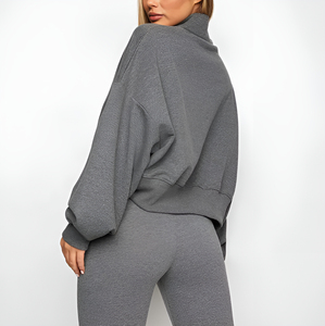 Sudadera con capucha de forro polar personalizada para mujer, de invierno, deportiva, transpirable, ecológica, de secado rápido, con media cremallera y cuello alto. - Product Image 5