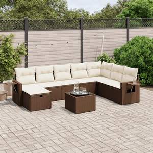 Conjunto de sofás de jardín grandes y modulares de ratán sintético marrón - Product Image 1