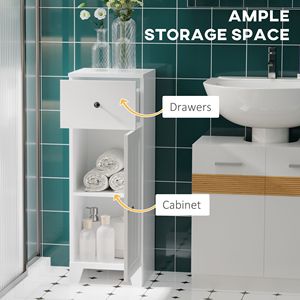 Piccolo Armadietto Organizzatore Autoportante con 1 Ripiano Regolabile, Mobiletto Bianco da Terra per Bagno e Soggiorno - Product Image 4