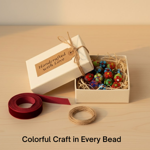 EXCEL EXPORTS Cuentas Sueltas de Vidrio Artístico Multicolor con Diseño Floral |   Cadena de 8 Pulgadas |   Diseño Étnico Hecho a Mano |   Decoración Artesanal - Product Image 5