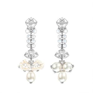 Women's Oxidised Elegant Gold Plated Alloy Jhumka Drop Earrings with White Zircon and Pearl Stones for Wedding Occasion Indian - Product Image 2