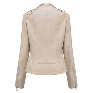 Women's Studded <b>Leather</b> <b>Jacket</b> New Spike Biker Style Solid Color Genuine <b>Leather</b> <b>Jacket</b> For Sale In low Price Women Stud <b>Leather</b> - Product Image 3