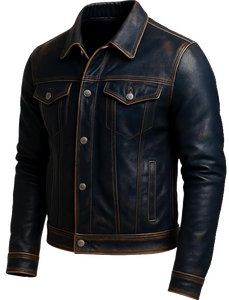 Mens Black PU Leather Breathable Eco-Friendly Winter Moto <b>Jacket</b> Streetwear Embroidered Classic Cafe Racer Casual <b>Slim</b> <b>Fit</b> - Product Image 1