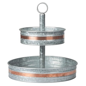 Soportes de metal galvanizado de 2 niveles de alta venta para tartas de boda, bandejas de metal, platos de postre para fiestas de té, bodas y cumpleaños - Product Image 4