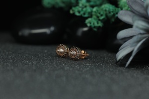 Rose Gold Black Halo Moissanite Stud <b>Earrings</b> 925 Sterling Silver | Unique Round Designer Screw <b>Back</b> <b>Earrings</b> Women Wholesale - Product Image 5