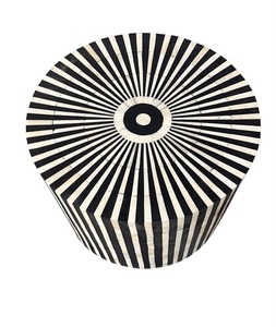 Tabouret pliant moderne fait main en os incrusté, de haute qualité, écologique, style farmhouse, ottoman, Inde, poli, FS International - Product Image 4