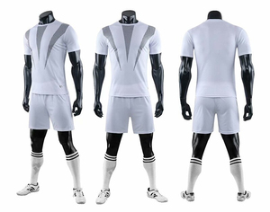 Ensemble de maillot de football pour homme à col en V, rayé, manches courtes, évacuation de l'humidité, 100% polyester, coupe classique, toutes saisons - Product Image 5