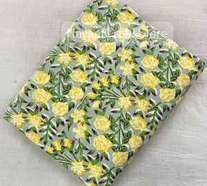 Tissu en coton imprimé à la main avec motifs floraux, imprimé traditionnel indien, doux, lavable, textile d'intérieur - Product Image 5