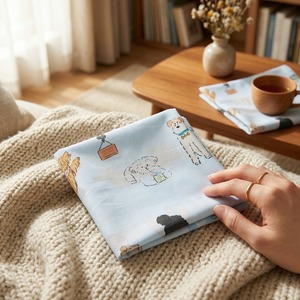 [K-ESSENTIALS] Mouchoir pour bébé motif animal, mignon, doux, en coton 60s, avec bordure en dentelle, motif dessin animé, pochette colorée - Product Image 2