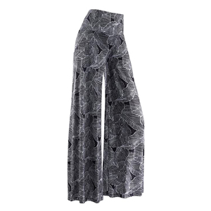 Pantalones Anchos de Cintura Alta para Mujer, Largos, Sólidos, 100% Algodón, Transpirables, Corte Regular, Casuales, Otoñales, con Cintura Elástica - Product Image 1