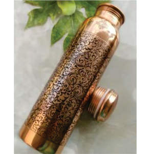 Bouteille d'eau artisanale en cuivre pur 1000 ml, anti-fuite, bienfaits ayurvédiques, motif marbre, gourde de luxe en cuivre pour yoga et sport - Product Image 3