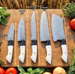 Steel Craft International Hand Forged 5-Piece 67-Layer Damascus Steel Chef <b>Knife</b> <b>Set</b> Wooden Handles Serrated Edge <b>Sharp</b> Blades - Product Image 2
