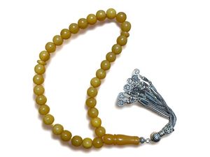 Rosario Musulmán de Resina Ecológica Premium con Cuentas de Ámbar y Turquesa, Joyería Religiosa - Product Image 5