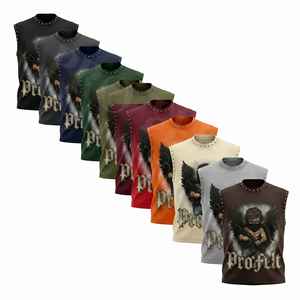 Fashionable Style Custom Gothic Sleeveless Tank Top Angel Graphic Studded Punk Streetwear Muscle Shirt Summer Casual Trendy - Product Image 1