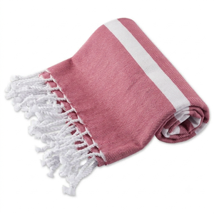 Sai Impex <b>Red</b> Woven Cotton Eco-Friendly Sustainable Fouta <b>Towel</b> with Fringes Washable Plain Home Textile - Product Image 3