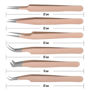 Prix de gros, étiquette privée, ensemble de pinces à épiler en acier inoxydable pour extensions de cils, prise en main parfaite, pinces droites et courbées - Product Image 6