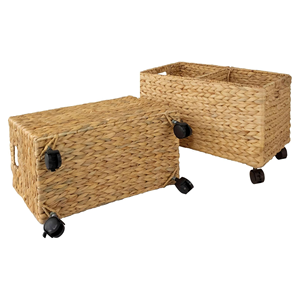 Natural Water Hyacinth Rolling <b>File</b> Cabinet, Natural <b>File</b> <b>Organizer</b> With Lid & Wheels, Home Office Storage From Vietnam - Product Image 2