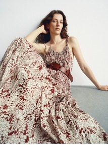Luxury Women's Halter Neck Maxi Dress with Diamond Accents Sleeveless Beach Holiday Design Customized Floral Print Chiffon Dress - Product Image 3