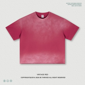 T-shirts décontractés pour hommes en coton 100% à manches courtes, effet délavé, personnalisables avec logo brodé, vierges à imprimer, style streetwear épais, en stock - Product Image 4