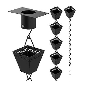 Exclusive Black Metal Lotus Design Rain Chain Modern Design Powder Coated Outdoor <b>Garden</b> Decoration <b>Hanging</b> Rain Catcher - Product Image 3