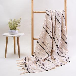 Soft Eco-Friendly 100% Cotton Woven <b>Throw</b> <b>Blanket</b> Lightweight & Cozy Modern Design for Sofa Bed Chair & Home Decor - Product Image 3