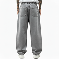 Pantalon en jean décontracté pour homme, style urbain, écologique, coupe ample, imprimé lettres, jambe droite, délavage moyen, été automne hiver printemps
