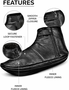 Men Women Unisex <b>Black</b> Sheep Skin Leather Seamless Support Standard <b>Thickness</b> Ankle Winter <b>Socks</b> Fleece Lined Cuff Custom Logo - Product Image 5
