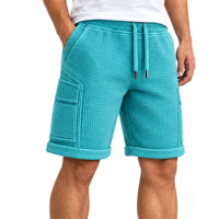 Shorts en tricot gaufré pour hommes, streetwear personnalisé, décontractés, en tissu gaufré doux, taille élastique, été, fournisseur OEM en gros pour hommes