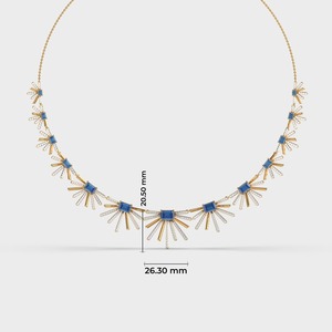 18K Solid Gold IGI Certified Luxury Choker <b>Necklace</b> with Blue Sapphire and White Diamonds | Elegant Rhodium Plated Design - Product Image 6