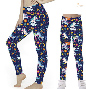 Leggings pour enfants 100% coton écologiques, imprimés vintage, double face brossée, doux comme du beurre, maman et moi - Product Image 1