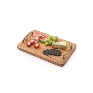 Plateau de service en bois d'acacia au design plat, accessoires de cuisine en bois, plateau décoratif pour aliments, plateaux de service en bois naturel pour mariage - Product Image 3
