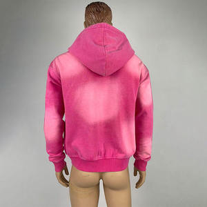 Sweat à capuche zippé de haute qualité, coupe ample, imprimé DTG, en coton épais, avec patchs brodés, effet délavé à l'acide, pour homme - Product Image 2