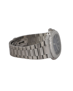 Nouvelle Montre Élégante en Moissanite et Diamants Sertis, Nouvelle Collection, Or Blanc Intelligent avec Cadran Bleu, Idéale pour les Mariages et Soirées Hommes - Product Image 3