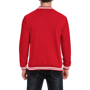 Veste de sport d'hiver pour homme SINEWY SPORTS, rouge, style varsity, séchage rapide, fermeture à boutons pression, bordure côtelée, col classique, style sportif, mélange de polaire - Product Image 3