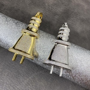 Colgante de Moda Totalmente Cubierto de Diamantes Estilo Miami Bling Power Plug para Hombre, Joyería Hip Hop - Product Image 2