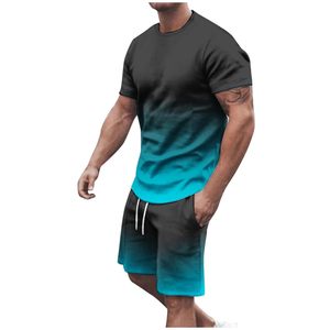 Ensemble de sport d'été pour homme à manches courtes, T-shirt et short, deux pièces, mode décontractée - Product Image 2