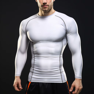 Vente en gros OEM – Meilleures chemises de compression à manches longues pour hommes en polyester, respirantes, extensibles, confortables et ajustées pour le sport - Product Image 3