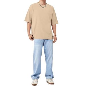 <b>Men</b> Khaki Oversized T Shirt Drop Shoulder Boxy Fit Cotton Summer Casual Tee Shirt Wholesale Custom Apparel Manufacturer - Product Image 5