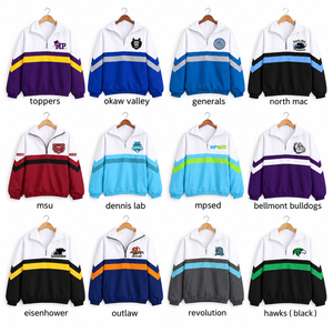 Veste coupe-vent légère pour homme, idéale pour le football et la course, avec fermeture éclair courte, en polyester, coupe-vent, pull sportif, broderie d'équipe - Product Image 1