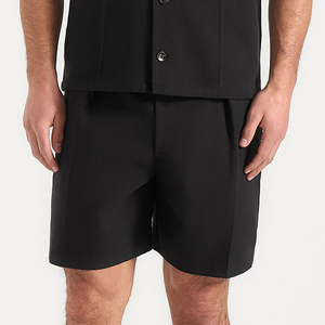 Pantalones Cortos Bermuda Plisados de Color Sólido para Hombre, Cintura Media, Cierre con Cordón, Tejido de Punto, Secado Rápido, 100% Algodón, Casuales, Deportivos, para Gimnasio - Product Image 2