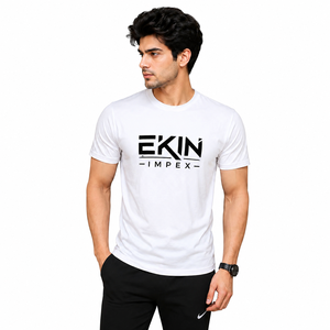 Custom Men <b>Plain</b> <b>White</b> T Shirt Cotton Crew Neck Casual Slim Fit Printed Logo Fashion Basic Summer <b>Tee</b> - Product Image 3