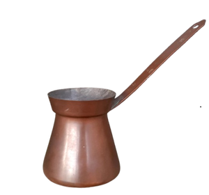 Cafetera Turca, Griega y Árabe de Cobre y Latón para Estufa, Cezve Ibrik Briki con Mango de Madera - Product Image 1
