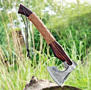 Hacha Vikinga Hecha a Mano con Hoja de Acero Forjado y Mango de Madera, Estilo Cabeza de Tomahawk, Personalizable ODM/OEM, Hacha para Acampar al Aire Libre - Product Image 3