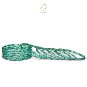 Bracelets exclusifs en verre bleu cachemire effet goutte de pluie, cristal taillé fin, pierre dorée, vente en gros pour femmes, pour mariage et soirées - Product Image 2