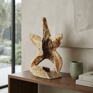 Starfish Handcrafted Wooden Sea Star Sculpture <b>Rustic</b> Coastal Tabletop Decorative Artwork Home Decor Display Accent Natural <b>Wood</b> - Product Image 5