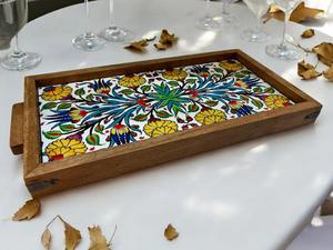 Plateau en bois imprimé motif Designer Choice pour décoration de salon moderne, plateau de service en gros - Product Image 6