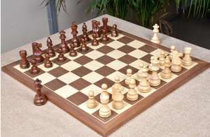 Jeu d'échecs de reproduction Lardy français, pièces en bois de Sheesham et de buis lestées, hauteur du roi 3,75 pouces, avec reines supplémentaires - Product Image 2